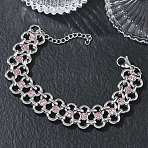 304 Stainless Steel Light Rose Rhinestone Bowknot Link Chain Bracelets, Stainless Steel Color, 7.76 inch(19.7cm)(SA-CBA2696-11P)