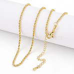 2mm Brass Rope Chain Necklaces for Men Women, Long-Lasting Plated, Real 18K Gold Plated, 23.43 inch(59.5cm)~23.62 inch(60cm)(NJEW-G160-20G)