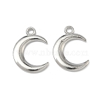 Alloy Pendants, Moon Charms, Platinum, 21.5x15.5x2mm, Hole: 2mm(X-PALLOY-P317-07P)