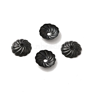 304 Stainless Steel Bead Caps, Flower, Electrophoresis Black, 7x2mm, Hole: 1mm(STAS-G075-10EB)