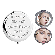 304 Stainless Steel Customization Mirror, Flat Round with Word, Wing Pattern, 7x6.5cm(DIY-WH0245-031)