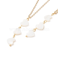 Natural Shell Heart Pendant Necklace with 304 Stainless Steel Cable Chain for Women, Golden, 17.76~17.91 inch(45.1~45.5cm)(NJEW-C016-02G)