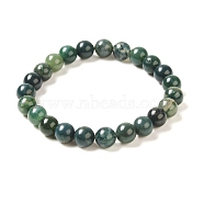 Natural Moss Agate Beaded Stretch Bracelets, Round, 2 inch(5.2cm), Bead: 8mm(B072-5)