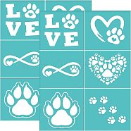 Self-Adhesive Silk Screen Printing Stencil, for Painting on Wood, DIY Decoration T-Shirt Fabric, Turquoise, Paw Print, 195x140mm(DIY-WH0337-047)