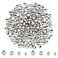 200Pcs 4 Styles 304 Stainless Steel Spacer Beads, Round, Stainless Steel Color, 3~5mm, Hole: 1.5~1.8mm, 50pcs/style(STAS-UN0052-49)