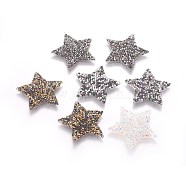 Glitter Hotfix Rhinestone, Iron on Patches, Dress Shoes Garment Decoration, Star, Mixed Color, 27~28x27~28x1.5mm(GLAA-P047-C)