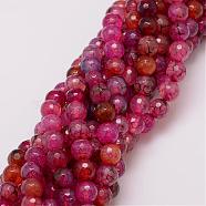 Natural Agate Bead Strands, Dyed, Faceted, Round, Pale Violet Red, 8mm, Hole: 1mm, about 47pcs/strand, 14 inch(G-G882-8mm-C01-5)