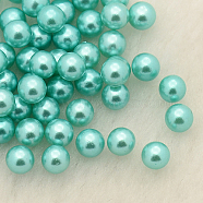 No Hole ABS Plastic Imitation Pearl Round Beads, Dyed, Cyan, 4mm, about 5000pcs/bag(MACR-F033-4mm-01)