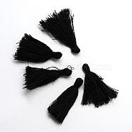 Handmade Polycotton(Polyester Cotton) Tassel Decorations, Pendant Decorations, Black, 29~35mm(OCOR-Q024-14)