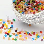 Glass Seed Beads, Frosted Colors, Round, Mixed Color, 3mm(SEED-A008-3mm)