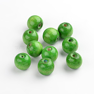 Natural Wood Beads, Dyed, Round, Green, 19~20x17.5~18mm, Hole: 4.5mm(X-TB20mmY-7)