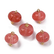 Natural White Jade Dyed Saucer Charms with Rack Plating Golden Tone Brass Bails, Light Coral, 12x10mm, Hole: 1.5~1.6mm(KK-B103-17B-10)