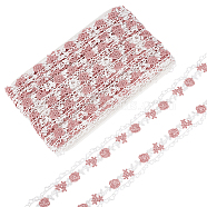 Flower Embroidery Polyester Lace Trim, Garment Accessories, Pink, 7/8 inch(23mm), about 7.5 yards/card(OCOR-FG0001-51)