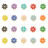 80Pcs 10 Colors Rack Plating Alloy Enamel Pendants, Golden, Flower, Mixed Color, 17x14.5x4.5mm, Hole: 1.5x2.5mm, 8pcs/color(ENAM-DC0001-24)