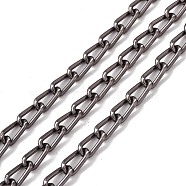 Oval Oxidation Aluminum Curb Chains, Unwelded, with Spool, Electrophoresis Black, Link: 11x6x1.7mm, about 30m/roll(CHA-G001-11A-EB)