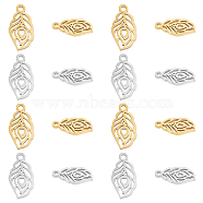 DICOSMETIC 20Pcs 2 Colors 201 Stainless Steel Charms, Laser Cut, Feather, Golden & Stainless Steel Color, 12x6.5x1mm, Hole: 1.4mm, 10pcs/color(STAS-DC0008-12)