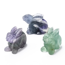 Natural Fluorite Display Decorations, Rabbit, 35x24.5x53.5mm(G-O200-01)