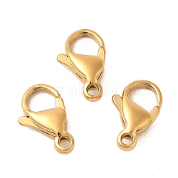 Ion Plating(IP) 304 Stainless Steel Lobster Claw Clasps, Parrot Trigger Clasps, Real 18K Gold Plated, 13x8x4mm, Hole: 1.5mm(STAS-AB13-G-01)