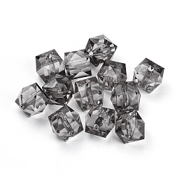 Transparent Acrylic Beads, Faceted, Cube, Light Grey, 8x8x7.5mm, Hole: 1.4mm(X-TACR-Q259-8mm-V70)