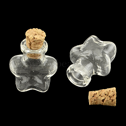 Star Glass Bottle for Bead Containers, with Cork Stopper, Wishing Bottle, Clear, 2.5x2x1.2cm, Hole: 0.6cm, Bottleneck: 1cm in diameter, Capacity: 1ml(0.03 fl. oz)(AJEW-R045-08)