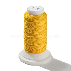 Flat Waxed Polyester Cord, for Leather Sewing Stitching, Yellow, 0.8mm, about 54.68 yards(50m)/roll(OCOR-E021-A12)