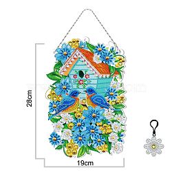 DIY Plastic Hanging Sign Diamond Painting Kit, for Home Decorations, Flower, Bird Pattern, 280x190mm(DIAM-PW0001-109J)