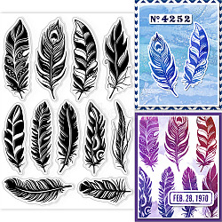 Custom PVC Plastic Clear Stamps, for DIY Scrapbooking, Photo Album Decorative, Cards Making, Feather, 160x110x3mm(DIY-WH0448-0293)