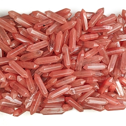 Cherry Quartz Glass Healing Stones, Double Terminated Points Bullet Shaped Stone, for Reiki Balancing, 32x8mm(PW-WG3C574-32)