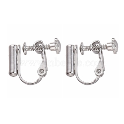 Brass Screw Clip-on Earring Converters Findings, Spiral Ear Clip, for Non-Pierced Ears, Real Platinum Plated, 14x16x5mm, Hole: 0.6mm(X-KK-N229-01C)