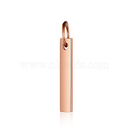 201 Stainless Steel Pendants, with Jump Ring, Manual Polishing, Stamping Blank Tag, Rectangle, Rose Gold, 15x3x1mm, Hole: 3mm(A-STAS-S105-T606D-15C)