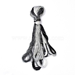 Real Silk Embroidery Threads, Friendship Bracelets String, 8 Colors, Gradient color, Black, 1mm, 20m/bundle, 8 bundles/set(OCOR-D012-01B)