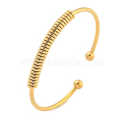 Ion Plating(IP) 304 Stainless Steel Cuff Bangles, Torque Bangles, Real 18K Gold Plated, Inner Diameter: 1-5/8x2-3/8 inch(4.2x6.1cm)(BJEW-P331-06G)
