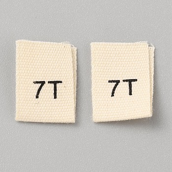 Cotton Sewing Size Label, Craft Labels, for Clothing Sewing, Rectangle with Number, 7, 35x12~13x0.3mm, 200pcs/bag
