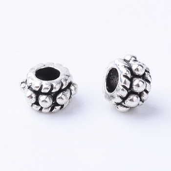 Tibetan Style Alloy Spacer Beads, Rondelle, Cadmium Free & Lead Free, Antique Silver, 5x3mm, Hole: 2mm, about 290pcs/50g