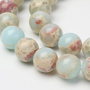 Synthetic Aqua Terra Jasper Beads Strands, Impression Jasper, Round, 4mm, Hole: 1mm, about 88pcs/strand, 15.7 inch