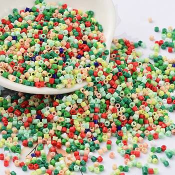 Baking Paint Glass Seed Beads, Cylinder, Sea Green, 2x1.5mm, Hole: 1mm, about 5599pcs/50g
