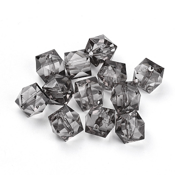 Transparent Acrylic Beads, Faceted, Cube, Light Grey, 8x8x7.5mm, Hole: 1.4mm