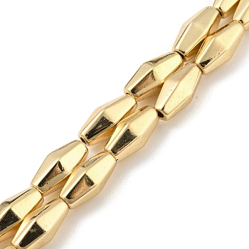 Electroplated Synthetic Magnetic Hematite Beads Strands, Rhombus, Light Gold Plated, 12~12.3x5.2~5.8x5.2~5.8mm, Hole: 1.2mm, about 33pcs/strand, 17.91''(45.5cm)