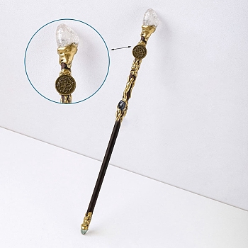 Natural Quartz Crystal Twelve Constellation Magic Wand, Cosplay Magic Wand, for Witches and Wizards, Sagittarius, 300mm