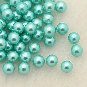 No Hole ABS Plastic Imitation Pearl Round Beads, Dyed, Cyan, 4mm, about 5000pcs/bag