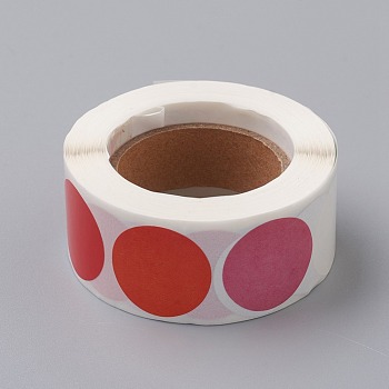 DIY Scrapbook, Decorative Adhesive Tapes, Flat Round, Colorful, 25mm, 8 colors/roll, about 500pcs/roll