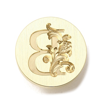 Wax Seal Brass Stamp Heads, Flower Letter Series, Golden, Letter B, 25.5x14mm, Hole: 7mm