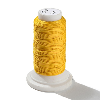 Flat Waxed Polyester Cord, for Leather Sewing Stitching, Yellow, 0.8mm, about 54.68 yards(50m)/roll