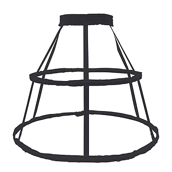 Polyester & Steel 2 Hoops Petticoat, Crinoline Fishbone Hollow Bird Cage Skirt, Black, 550x275~520mm