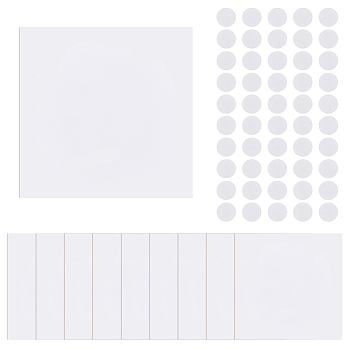 10 Sheets Square Frosted PP Plastic Blank Plates, 100Pcs Plastic Stickers, White, 16~152x16~150x1~1.5mm