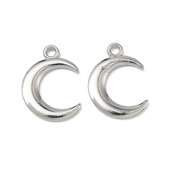 Alloy Pendants, Moon Charms, Platinum, 21.5x15.5x2mm, Hole: 2mm