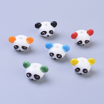 Handmade Lampwork Beads, Cartoon Panda, Mixed Color, 14.5~16x18~21.5x16mm, Hole: 2mm