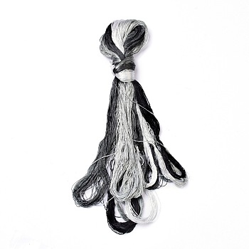Real Silk Embroidery Threads, Friendship Bracelets String, 8 Colors, Gradient color, Black, 1mm, 20m/bundle, 8 bundles/set