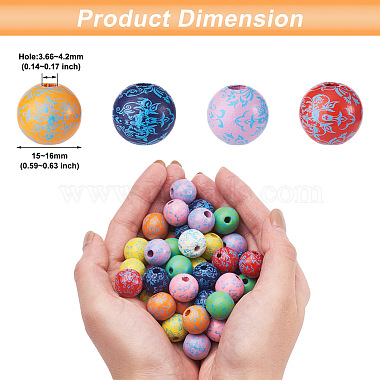 Fashewelry 80Pcs 8 Colors Printed Natural Wood Beads(WOOD-FW0001-08)-3