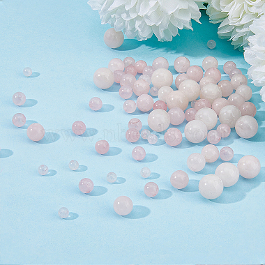 120Pcs 4 Sizes Natural Rose Quartz Beads(G-HY0001-01)-4